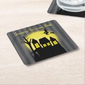 Haunted House Halloween Party Custom Vierkante Kartonnen Onderzetter (Schuin)