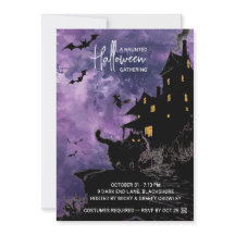 Haunted House Halloween Party Invitation – Purple