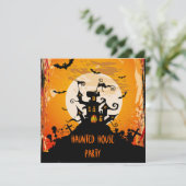 Haunted House Halloween Party Kaart (Staand voorkant)