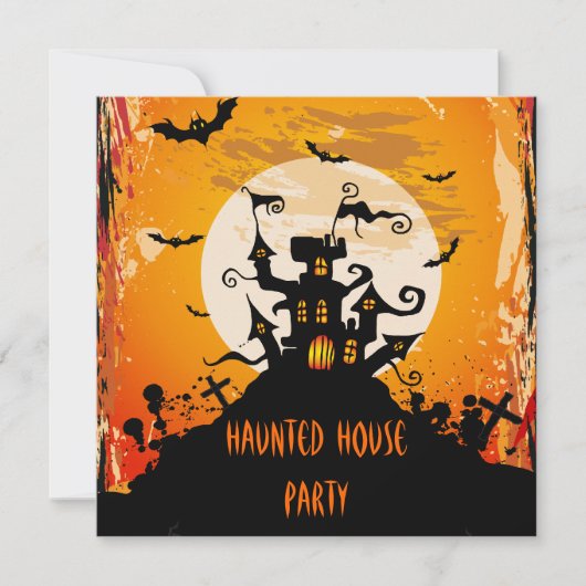 Haunted House Halloween Party Kaart (Voorkant)