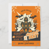 Haunted House Halloween Party Kaart (Voorkant)