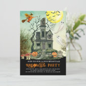Haunted House Halloween Party Kaart (Staand voorkant)