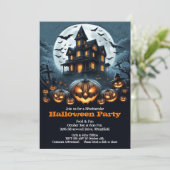 Haunted House Halloween Party Kaart (Staand voorkant)