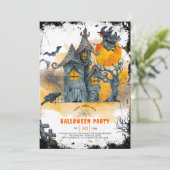 Haunted house Halloween party uitnodiging (Staand voorkant)