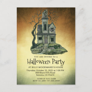 Haunted House Halloween Party Uitnodiging Briefkaart