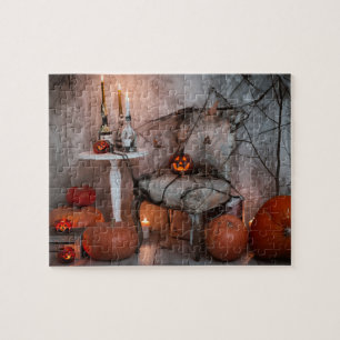 Haunted House Halloween Pumpkins Candles Legpuzzel