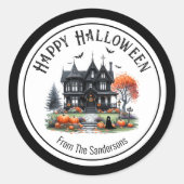 Haunted House Halloween Ronde Sticker (Voorkant)