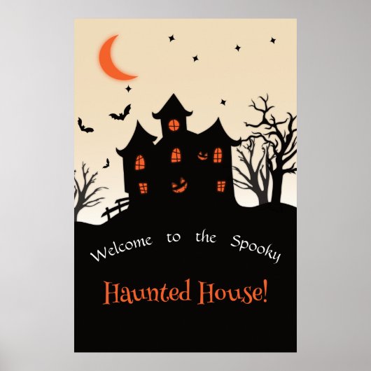 Haunted House Halloween Silhouet Foam Boards Poster (Voorkant)