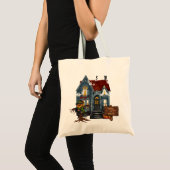 Haunted House Halloween Snoep Canvas tas (Voorkant (product))