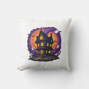 Haunted House Halloween Spooky Gothic Mansion Bats Kussen