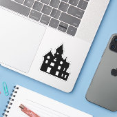 Haunted House Halloween Sticker (Laptop met iPhone)