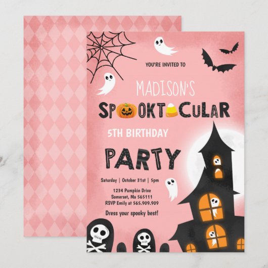 Haunted House Halloween verjaardagsfeestje uitnodi Kaart (Voorkant / Achterkant)