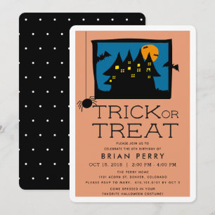Haunted House Halloween verjaardagsfeestje uitnodi Kaart