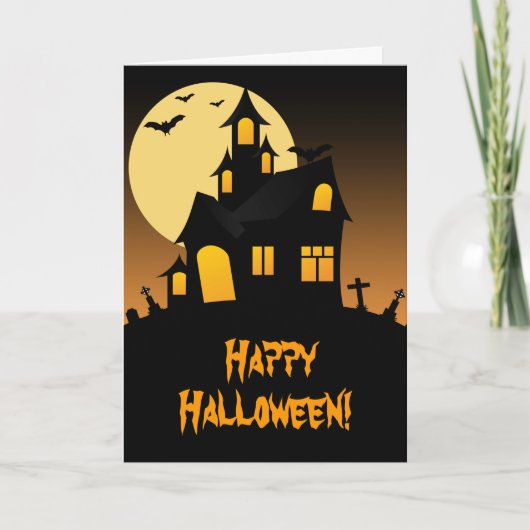 Haunted House Halloween Wenskaart Kaart (Voorkant)