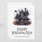 Haunted House Happy Halloween Kaart (Voorkant / Achterkant)