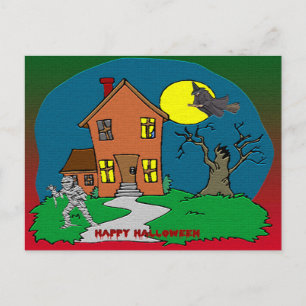 Haunted House, heks en Mummy Briefkaart