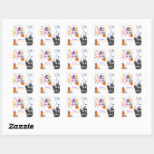 Haunted House Hey Boo Paarse Halloween Verjaardag Vierkante Sticker (Vel)