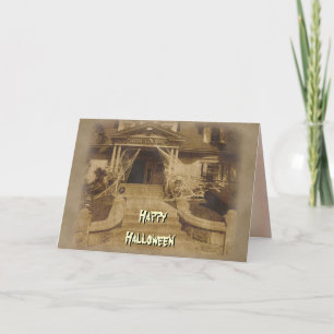 Haunted House in Halloween Kaart