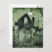 Haunted House Jack O' Lantern Ghost Bat Briefkaart (Voorkant / Achterkant)