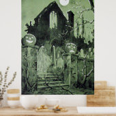 Haunted House Jack O' Lantern Ghost Moon Poster (Keuken)