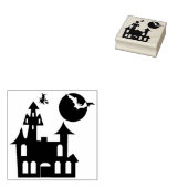 Haunted House met Bat, moon en heks Rubberstempel (Gestempeld)