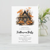 Haunted House met pompoenen Halloween Kaart (Staand voorkant)