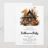 Haunted House met pompoenen Halloween Kaart (Voorkant / Achterkant)