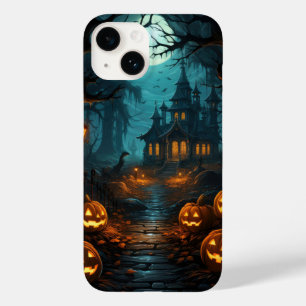 Haunted House Onder Moonlit Halloween Case-Mate iPhone 14 Hoesje