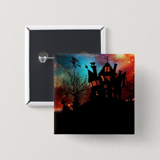 Haunted House op een heuvel Vierkante Button 5,1 Cm (Voorkant /achterkant)