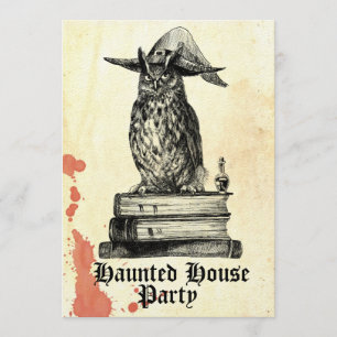 Haunted house party heks owl  kaart
