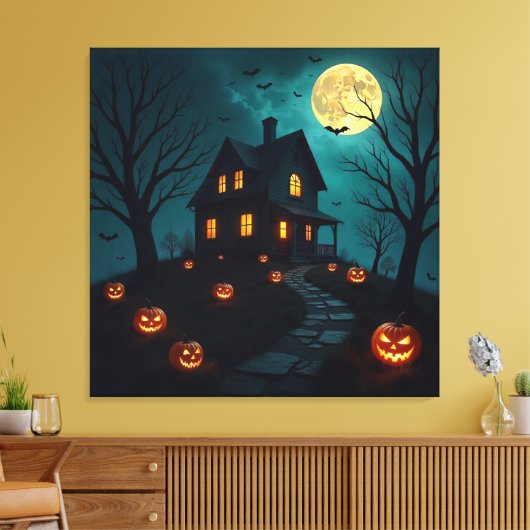 Haunted House Premium Wrapped Canvas (Insitu (Woonkamer))