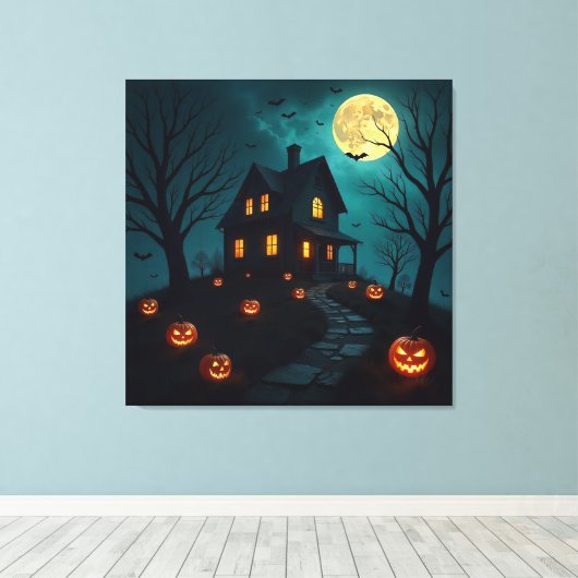 Haunted House Premium Wrapped Canvas (Insitu (Houten vloer))