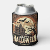 Haunted House Pumpkins Spooky Scary Halloween Blikjeskoeler (Blikje Voorkant)