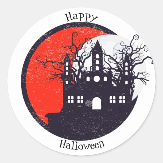 Haunted House Ronde Sticker (Voorkant)