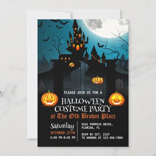 Haunted House uitnodiging Halloween kostuum feest (Voorkant)