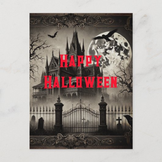 Haunted House Victoriaans  Halloween Party Briefkaart (Voorkant)