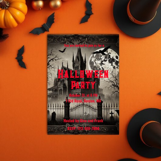 Haunted House Victoriaans  Halloween Party Kaart