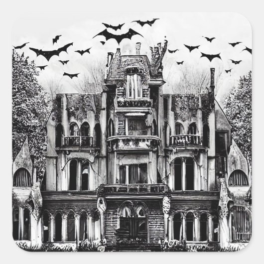 Haunted House Vierkante Sticker (Voorkant)