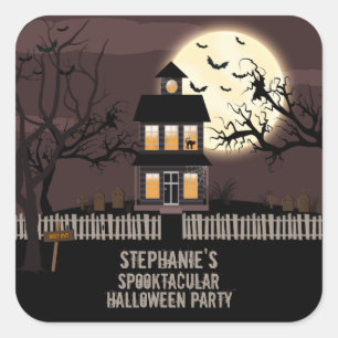 Haunted House Vierkante Sticker