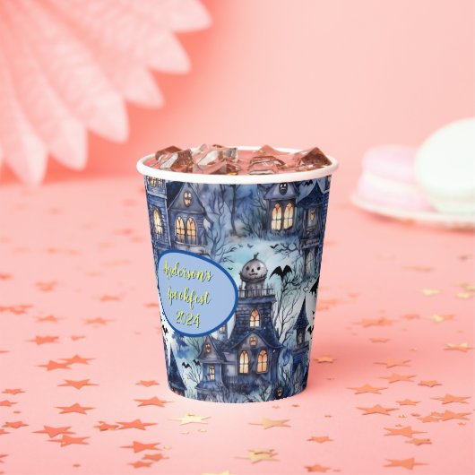 Haunted House Vleermuizen Custom Halloween Papiere Papieren Bekers (Insitu)