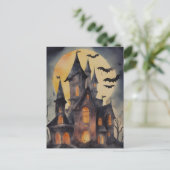 Haunted House Waterverf Briefkaart (Staand voorkant)