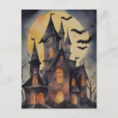 Haunted House Waterverf Briefkaart (Voorkant)