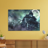 Haunted House Wrapped Canvas - Gothic Horror Afdruk (Insitu (Woonkamer))