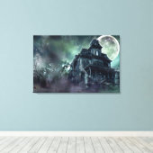 Haunted House Wrapped Canvas - Gothic Horror Afdruk (Insitu (Houten vloer))
