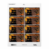 Haunted Maison Halloween Étiquette de étiquette ca (Feuille entière)