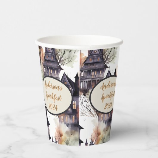 Haunted Mansion Aangepaste Halloween Papieren Kopj Papieren Bekers (Rechts)
