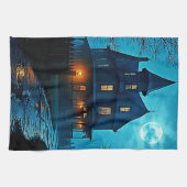 Haunted Mansion Blue Moonlight Night Design Theedoek (Horizontaal)