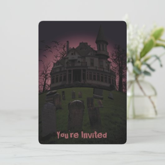 Haunted Mansion Halloween Fête Invitation (Debout devant)
