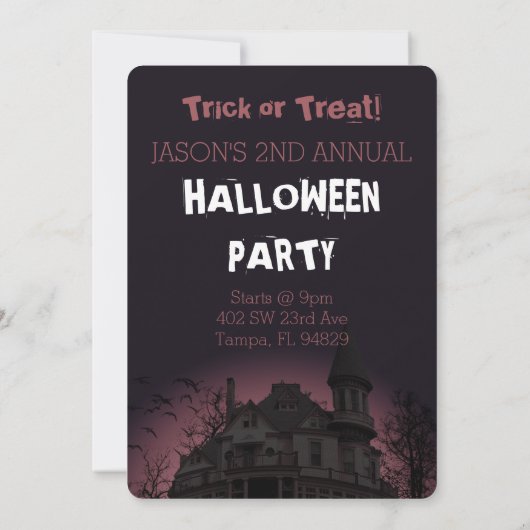 Haunted Mansion Halloween Fête Invitation (Dos)