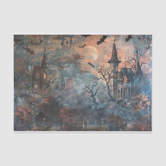 Haunted Mansion Spooky Bats Halloween Decoupage Tissuepapier (Voorkant)